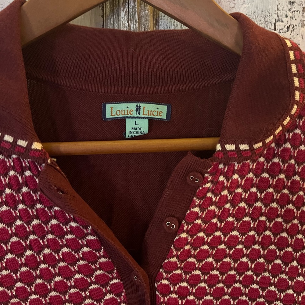 Louie Lucie Retro Style Burgundy Pebble Cotton Blend Pullover Sweater L